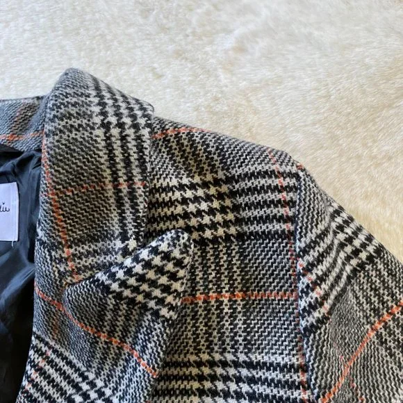 Kendall & Kylie Black & Brown Plaid Menswear-Inspired Winter Coat NWT MSRP $180 - Picture 5 of 16
